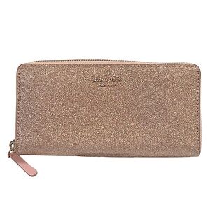 Kate Spade Rose Gold Shimmy Glitter Continental Long Zip Wallet NWOT MSRP $239